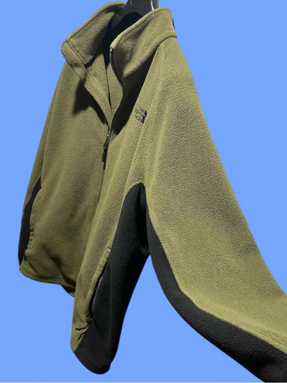 The North Face Olive Green & Black Full Zip Fleece Jacket Men’s XL